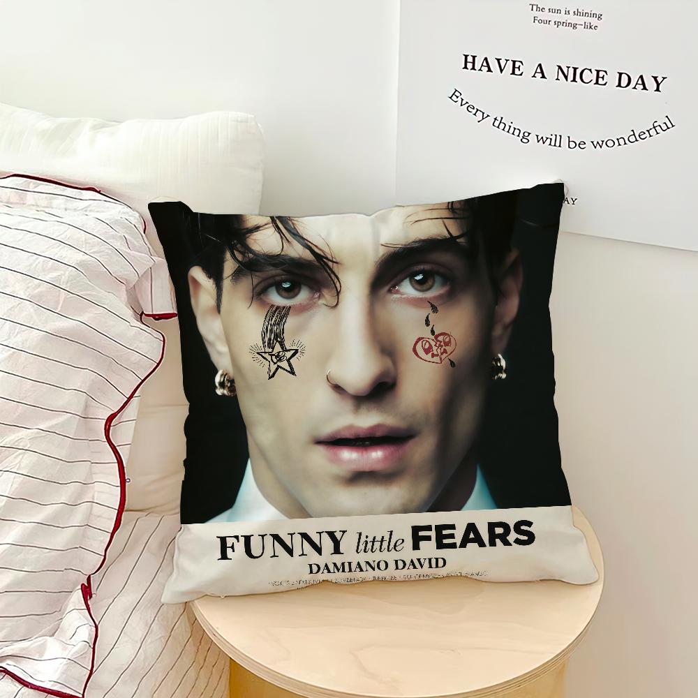 Rock Singer D-Damiano David cushion cover Pillow Case Square Cushion Room Bedroom Headboard Sofa Living Backrest Nap Time