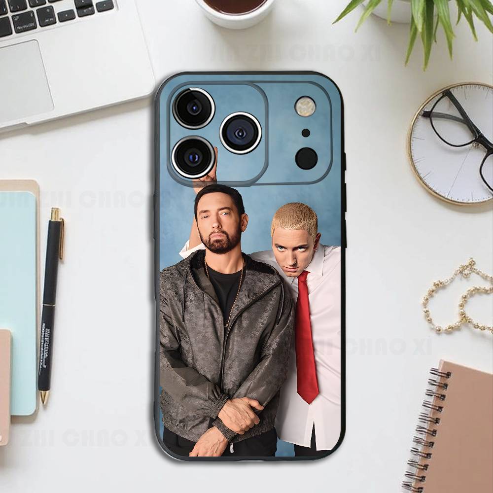 Hip-Hop Eminem Rapper Black Phone Case For IPhone 17 16 15 14 13 12 13 12 11 Pro Max Plus XS XR Silicone Soft Back Cover