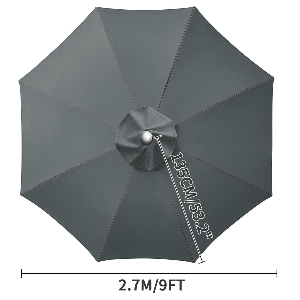 Waterproof Replacement Umbrella Cloth 2/3M Patio Parasol Cover UV-Anti Canopy Cover Replacement Parasol Cover for Balcony Garden