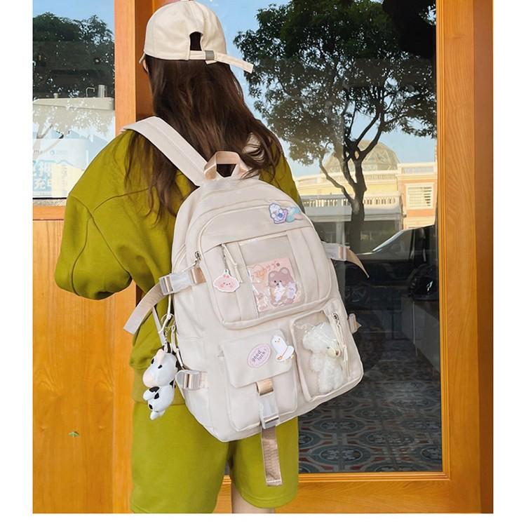 Junior high school schoolbag backpack girl cute bear doll backpack large capacity sweet student schoolbag