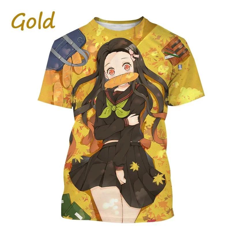 Demon Slayer Anime Character Collection 3D Printing Harajuku Style Nezuko Mitsuri Shinobu Kanao Unisex Short-sleeved Top