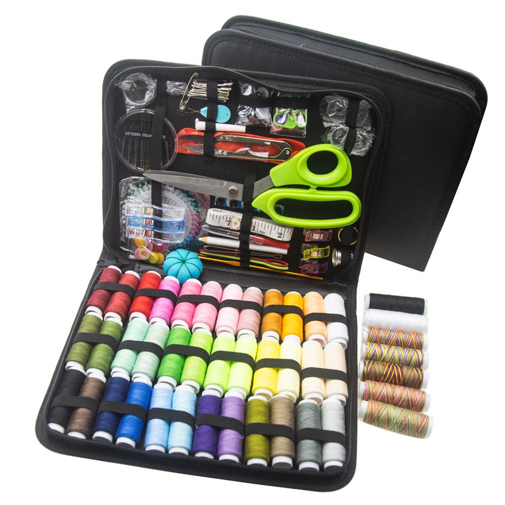 Sewing Kit: Assorted Needles, Threads, Pins, and Crochet Tools in Compact Home Box.