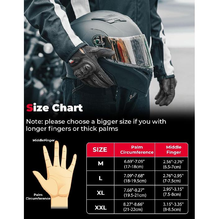 KEMIMOTO Motorcycle Gloves For Men/Women, Touchscreen Dirt Bike Gloves With Shell, Anti-Slip For Motorbike, Riding, Racing, Cycling, Dirt Bike, ATV,