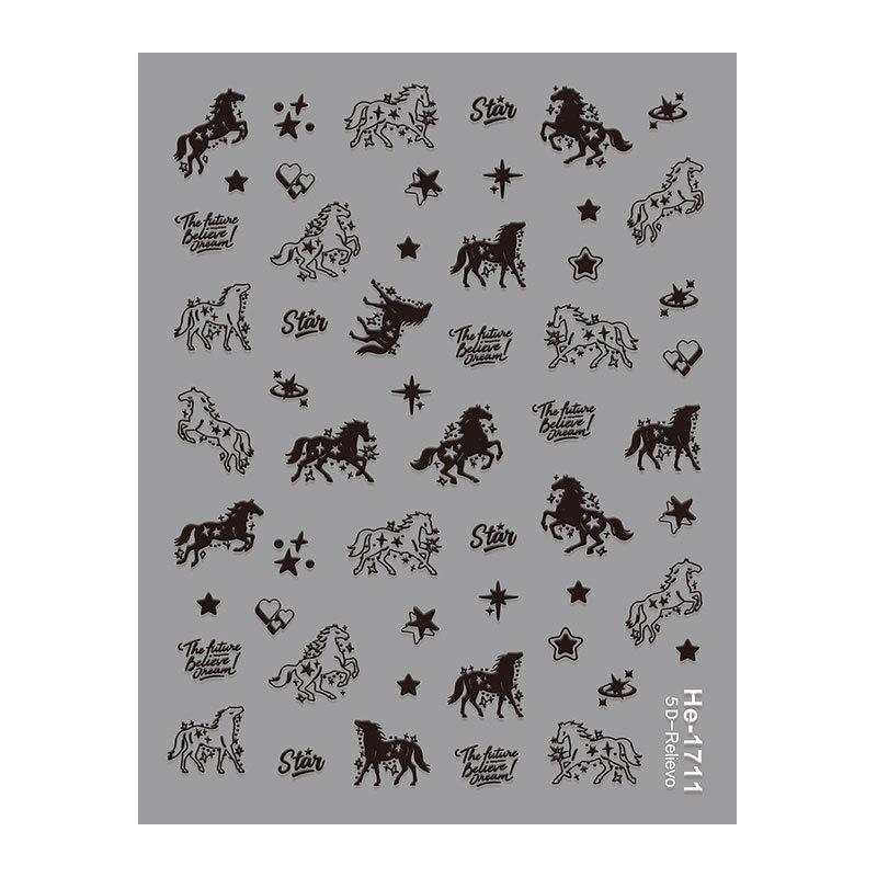 

Cute Cartoon Pony Nail Stickers DIY Art Sticker Year of the Horse Nail Decorations Accessories Cartoon Animal Nail Appliques
