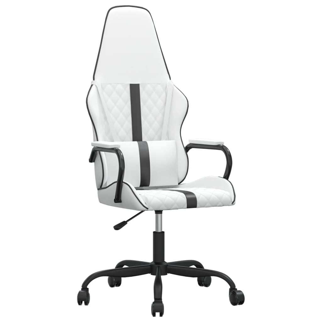 Gaming Chair In White and Black Synthetic Leather