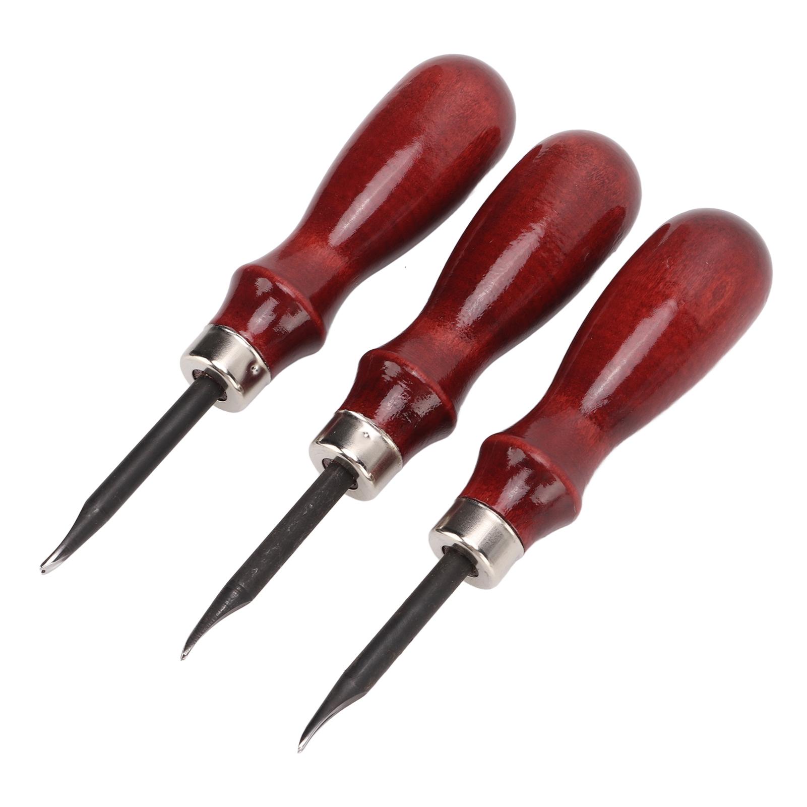 

3 Pcs Leather Beveler Steel Material Sandalwood Handle Lightweight DIY Leather Edge Beveler Skiver