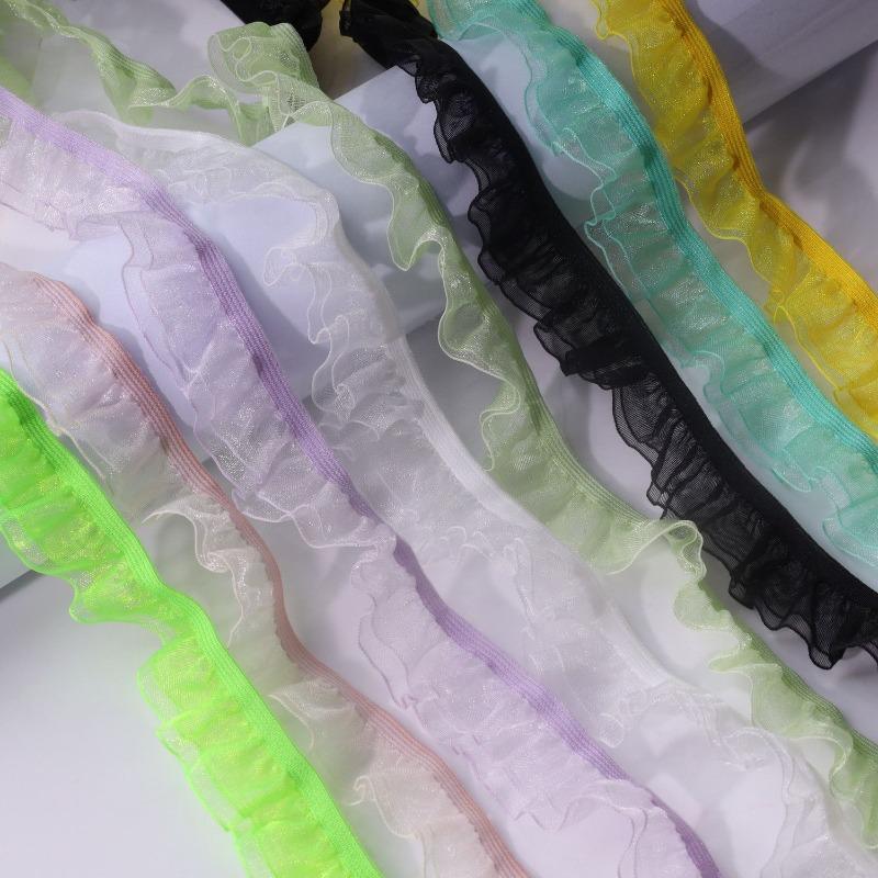 Elastic Snow Yarn Fungus Lace, Width 2cm Headband DIY Lace Decorative Cuffs Dream Pleated Baby Clothes Handmade Accessories