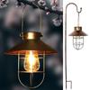 Retro Hanging Solar Lamp Outdoor Waterproof Tungsten Bulb Decorative Light For Garden Patio Yard