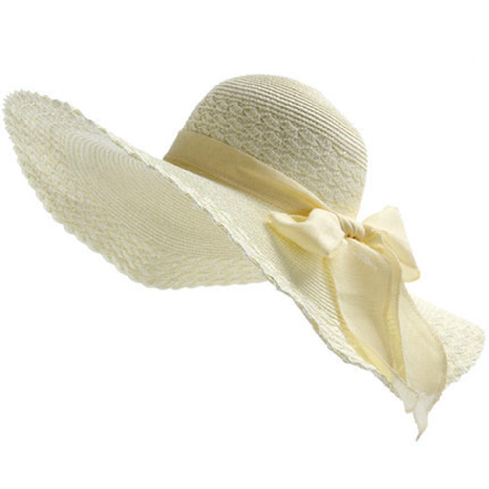 Women Straw Hat Wide Big Brim Folding Sun Caps Sun Visor Breathable Floppy Hat For Beach Travel