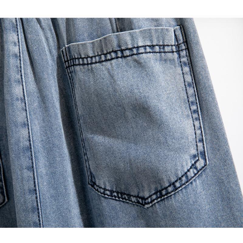 Spring Autumn New Elastic Waist Jeans Women's Large Size Fashion Harem Pants Double Pocket Versatile Loose Ankle-length Pants