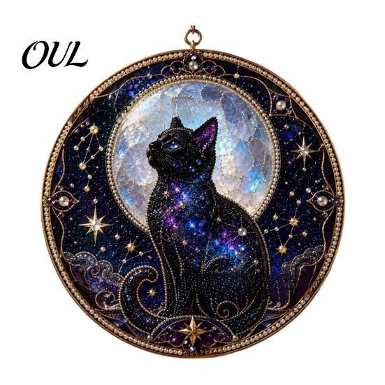 Cute Animal Decoration Black Cat Diamond Art Kits for Adults Beginners, DIY Material Package, Healing Craft Hobby Painting Set Home Wall Decor