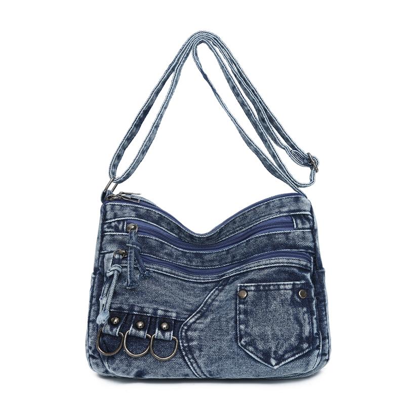 

Женская наплечная сумка винтажная джинсовая сумка кроссбоди синий