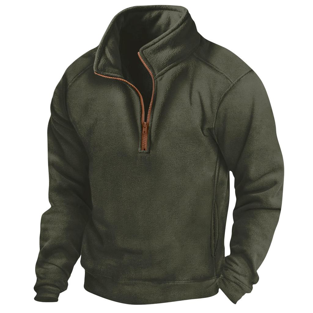 Men's Tactical Half-Zip Stand Collar Polo Sweatshirt