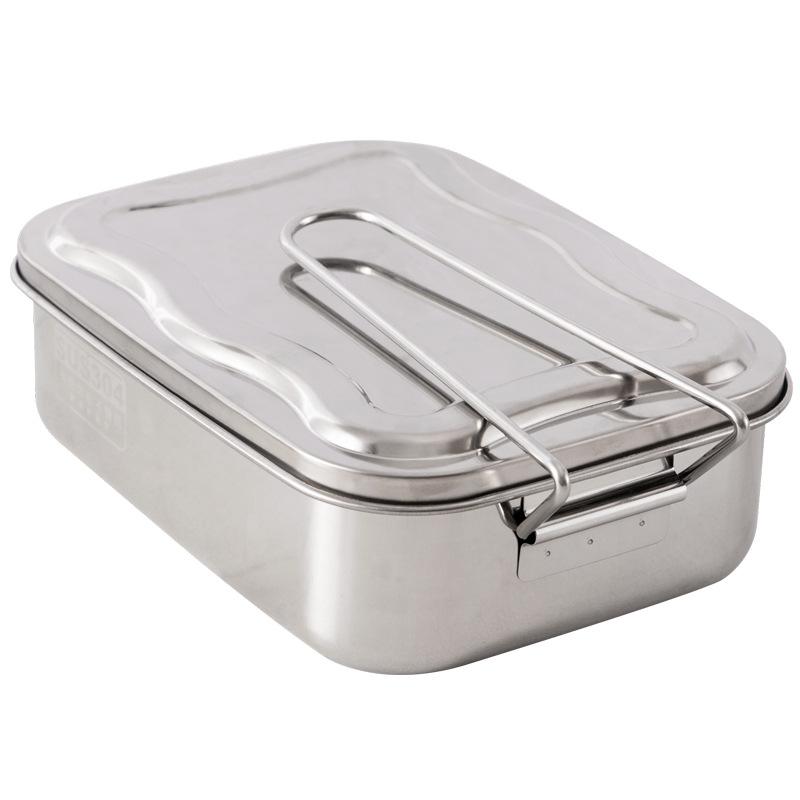 Stainless Steel Compartment Lunch Box - Foldable Heat-Resistant Handle, Lockable Flavor-Separated Food Container, Space-Saving