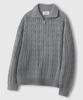 LEMAIN SECOND Oversized Voluminous Washable Half-Zip Cable Knit [Gray]
