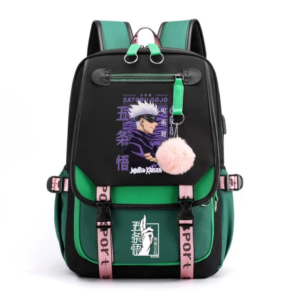 Popular Anime Satoru Gojo Harajuku Pattern Backpack Teenager Fashion Outdoor Zipper Rucksack USB Large Capacity Backpacks