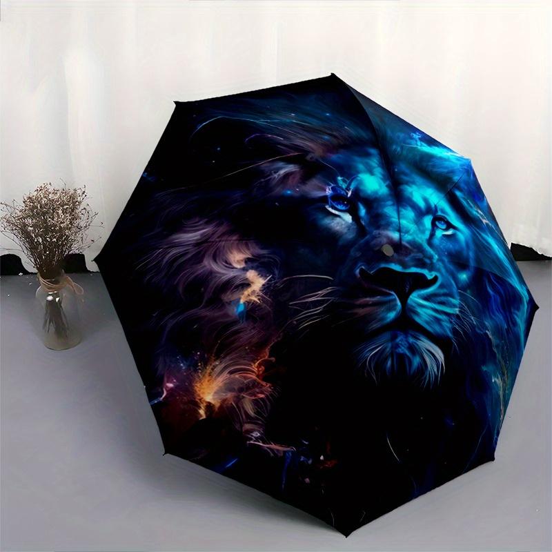 1pc Galactic Lion Automatic Folding Umbrella - 3 Folding Design, Vivid Cartoon Pattern, Suitable for Outdoor Activities, A Gift for Fans In All S