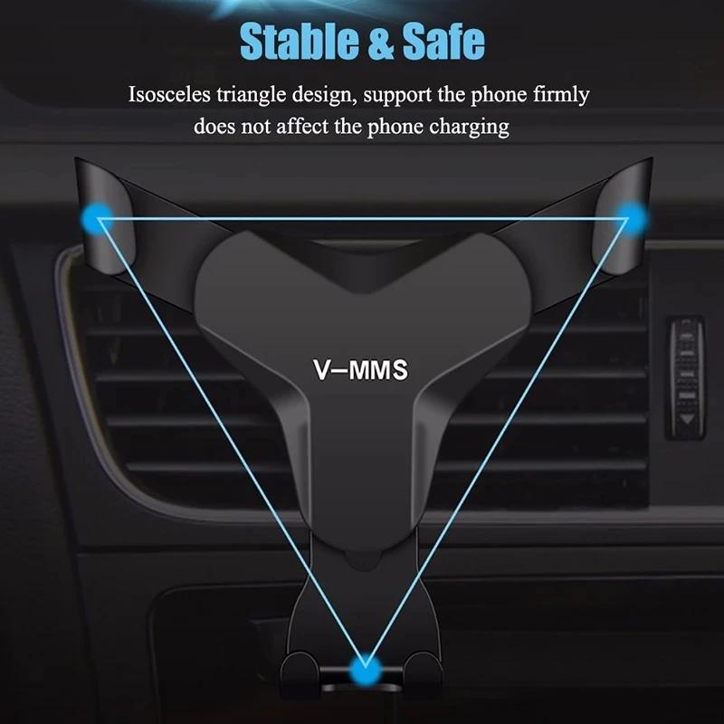 Gravitationsbilhållare Auto Luftventilsfäste Klämfäste Mobilhållare Ingen Magnetisk GPS Mobiltelefonställ för IPhone 14 Xiaomi Samsung