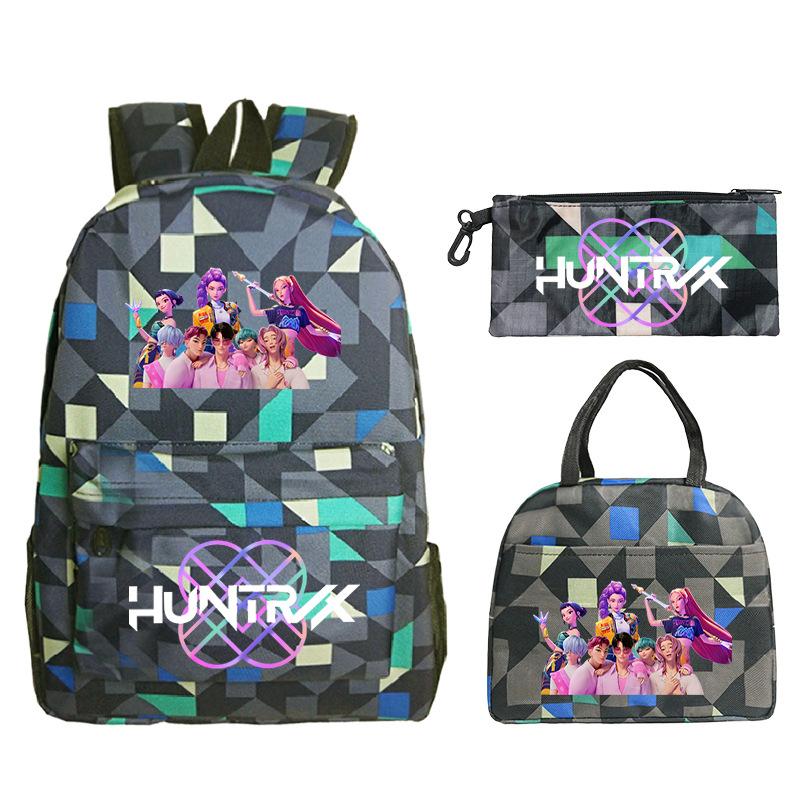 Kpop Peripheral Printing Student Schoolbag Large Capacity Casual Backpack Three-Piece Set