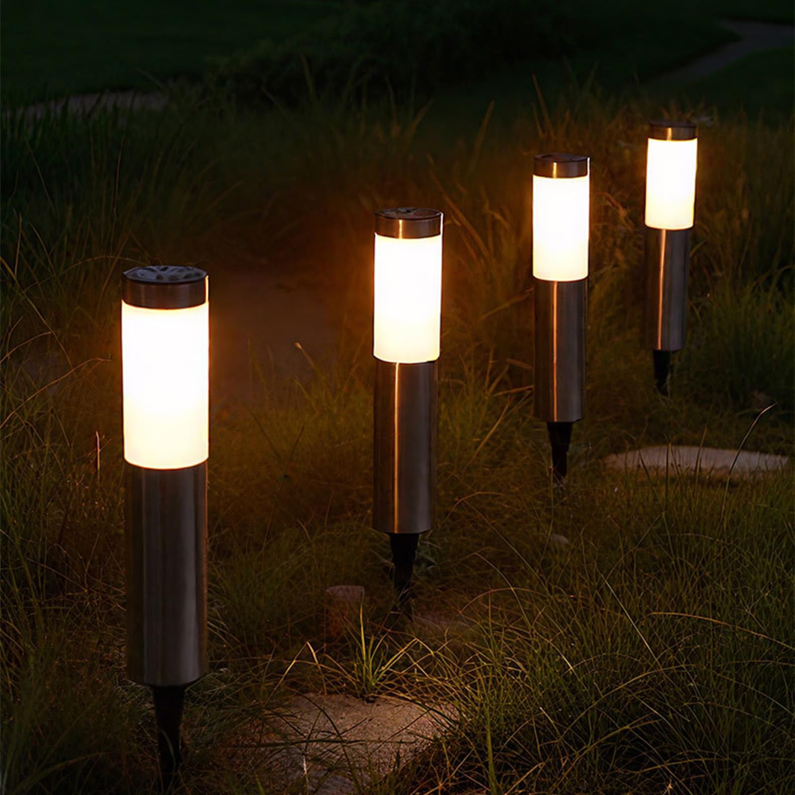 

Monmon Lighting Solar Outdoor Waterproof IP65 Garden Lights, Automatic On/Off, Stainless Steel Mini Approach Lights, Gate Lights, Garden Lights [Set o