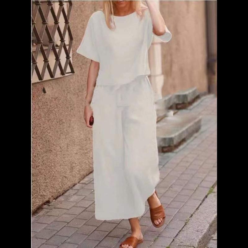 Women Summer Casual Outfits Half Sleeve T-shirt and Trousers Two Piece Suit Loose Oversized Sportswear Set