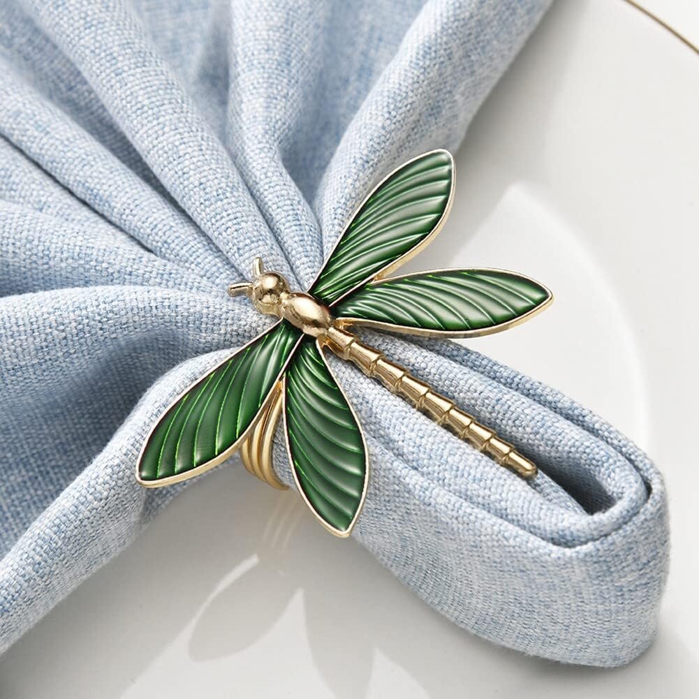 Alloy Green Dragonfly Napkin Ring Western Restaurant Exquisite Green Dragonfly Napkin Ring Small Fresh Napkin Ring Napkin