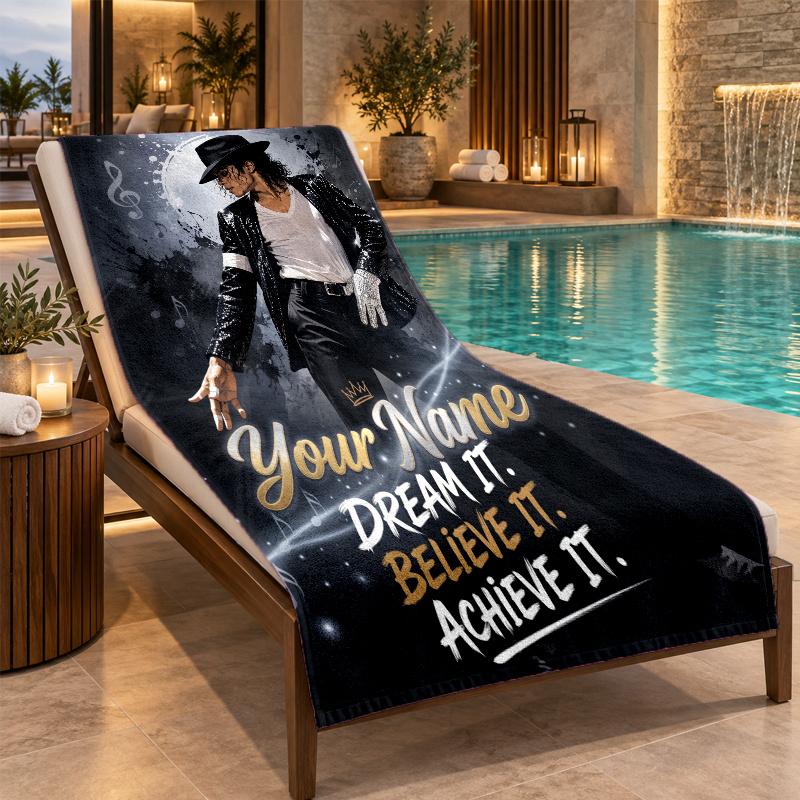 Custom Name Michael Jackson Beach Towel Personalized Text Soft Towel Swimming Travel Bath Gift