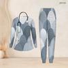 Women Plus Size Printed Nurse Scrub Set V Neck Long Sleeve Top With Pockets And Long Pants