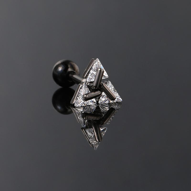 Fashionable And Creative Triangle Inlaid Zircon Earrings Suitable For Men And Women Cool Hip-hop Punk Style Jewelry Gifts