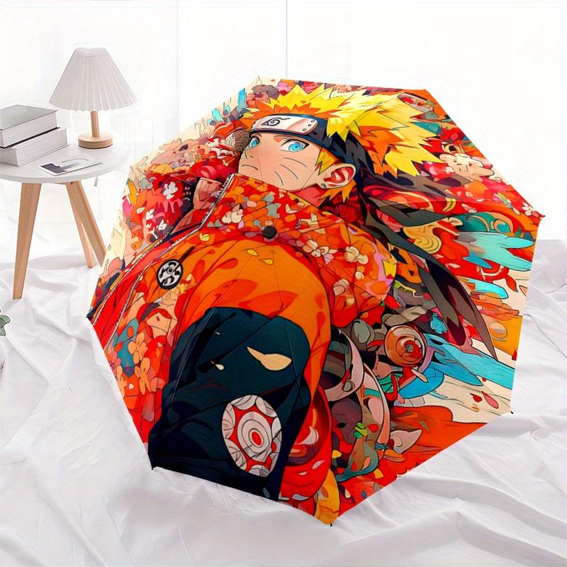 

1pc Flaming Orange Naruto Automatic Opening and Closing Umbrella - Lightweight 3-Fold Design, Suitable for Fans, Travel, Daily Use, Interesting Shape,