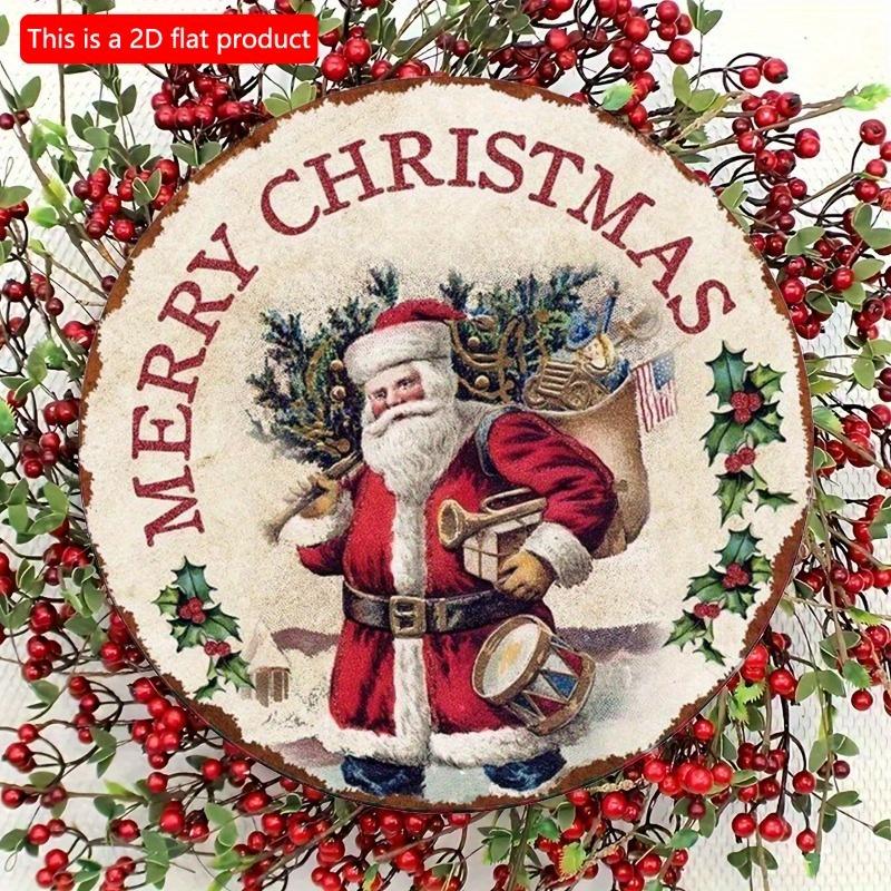 Płaski 2D 20*20cm, Dekoracja Świąteczna do Domu, Wesołych Świąt, Drewniany Okrągły Znak Świętego Mikołaja, Kreatywne Znaki Dekoracyjne, dla, Kuchni, Ogrodu