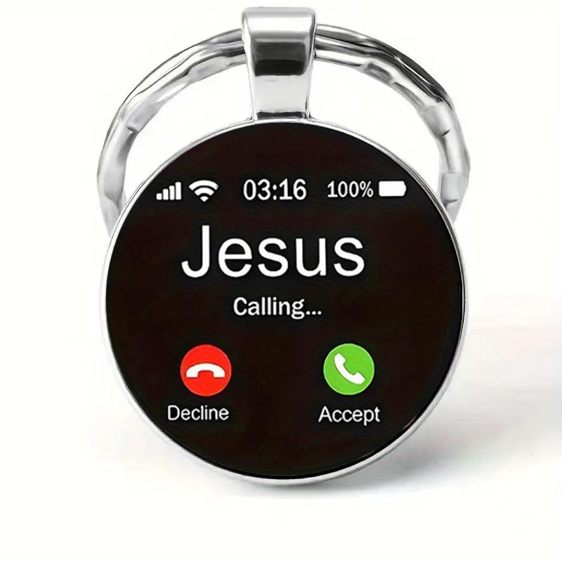 Alloy glass keychain accessory, mobile phone call interface pattern