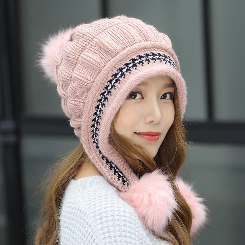 Women's Trendy Korean Style Knit Hat with Ear Protection - Warm, Versatile, Fashionable, Plus Velvet, Plus Thick, Perfect for Autumn and Winter