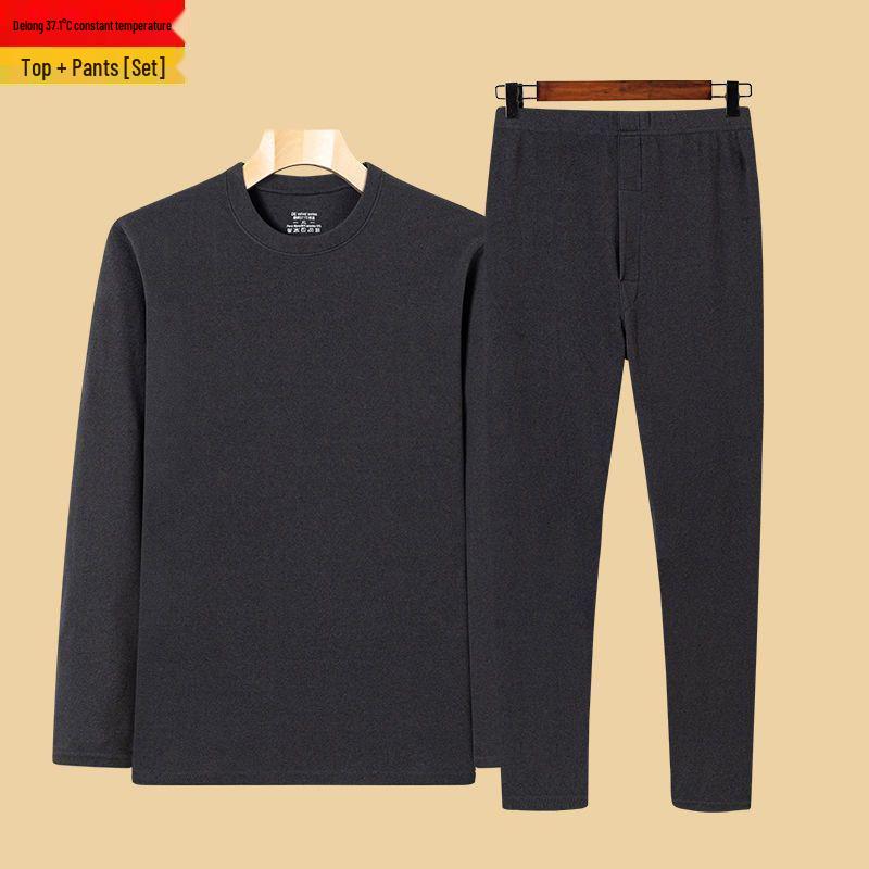 

Мужской самонагревающийся двухсторонний костюм термобелья из немецкого бархата на осень и зиму - Плюс толстый бархат (1/2 шт.) M чёрный