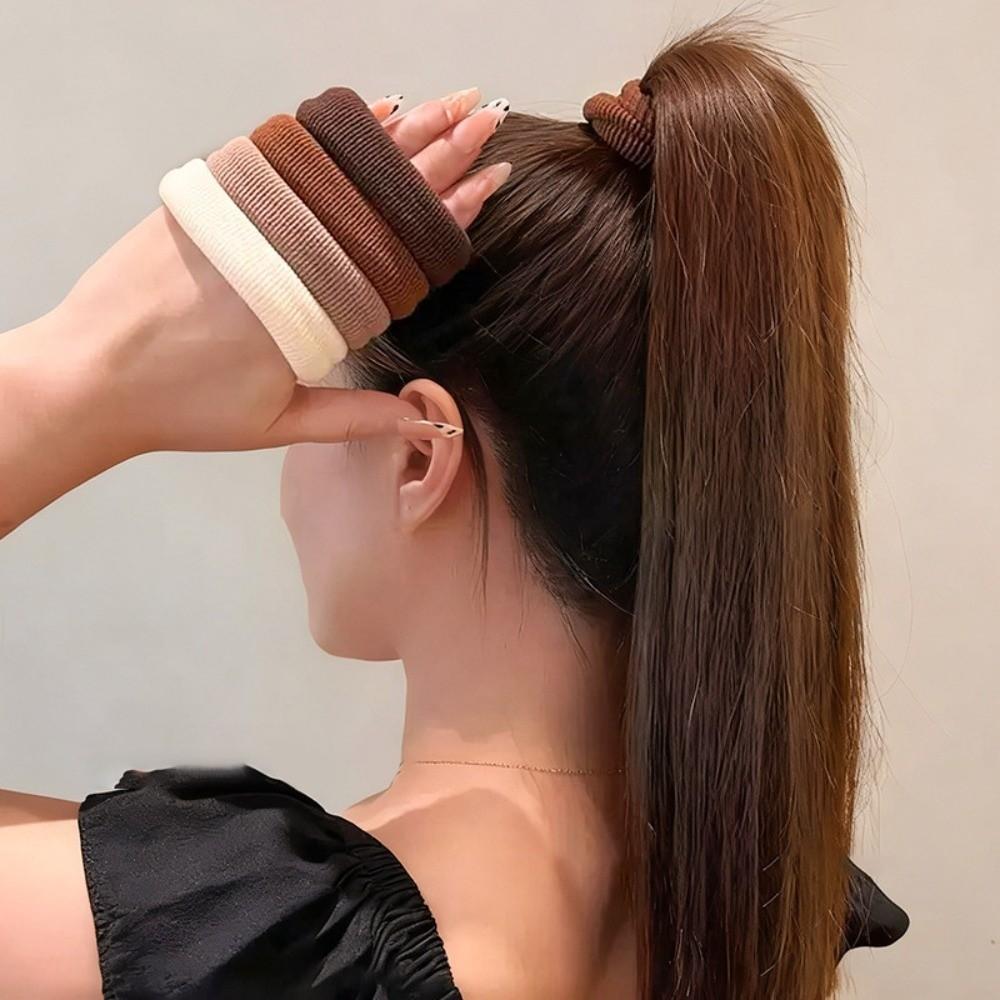 5PCS New Mix Color Hair Ties High Elasticity Styling Decoration Scrunchies Bold Thickened Ponytail Holder for Women Girls