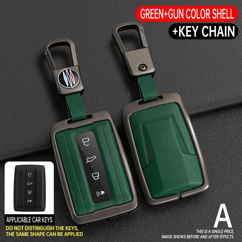 Zinc Alloy+Leather Car Key Case For Great Wall Gwm Wey Tank 300 500 Tank300 Tank500 Car Remote Key Case Cover Protective Shell