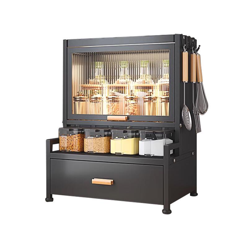 Double-Layer Spice Rack with Hooks