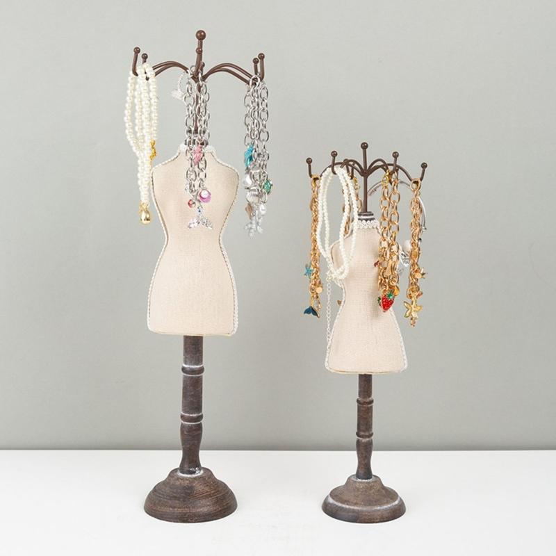 Velvets Covered Wood Jewelry Display Stand with Elegant Design Suitable for Secure Necklace and Bracelet Exhibition