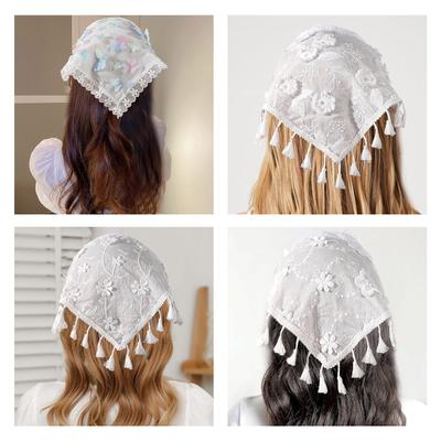 Elegantes Damen Blumen Dreiecksstirnband Spitze Dreiecksbandana Süßes Spitzenkopftuch Turban Frühling Sommer Haaraccessoires