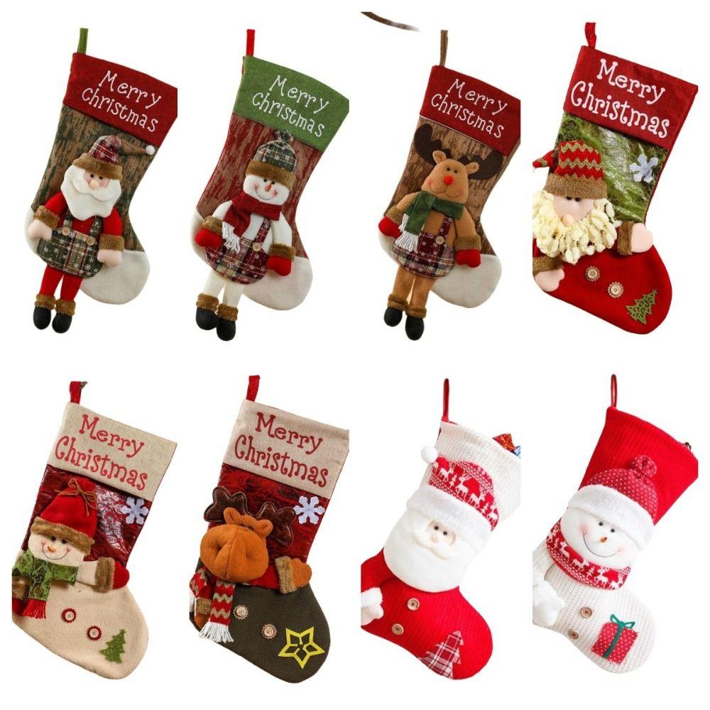 Snowman Christmas Gifts Bag Cartoon Christmas Decorative Socks Xmas Tree Ornaments