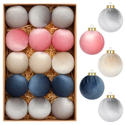 StarryLights Christmas Bauble Set - Velvet Baubles In Pastel Colors