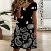 Women V Neck Tropical Floral Print Plus Size Short Sleeve Summer Loose Dress