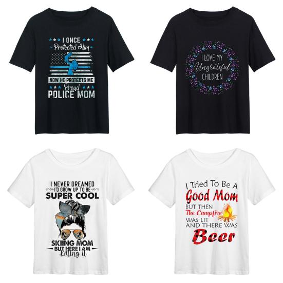 

Mother Day Unisex T-shirt Anti-wrinkle Round Neck Polyester Decorative Pullover Top for Summer