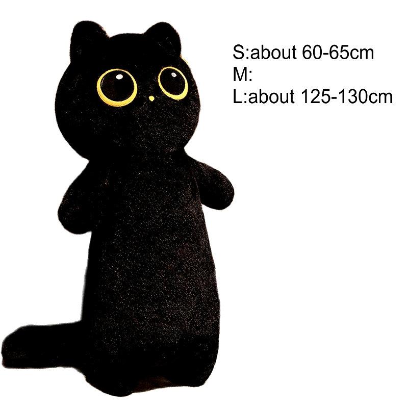 

Kawaii Long Kitten Plush Toy Oblong Orange Black Siamese Cat Nap Sleep Throw Pillow for Kids School Home Bed Decor Hug Cushion about 60-65cm