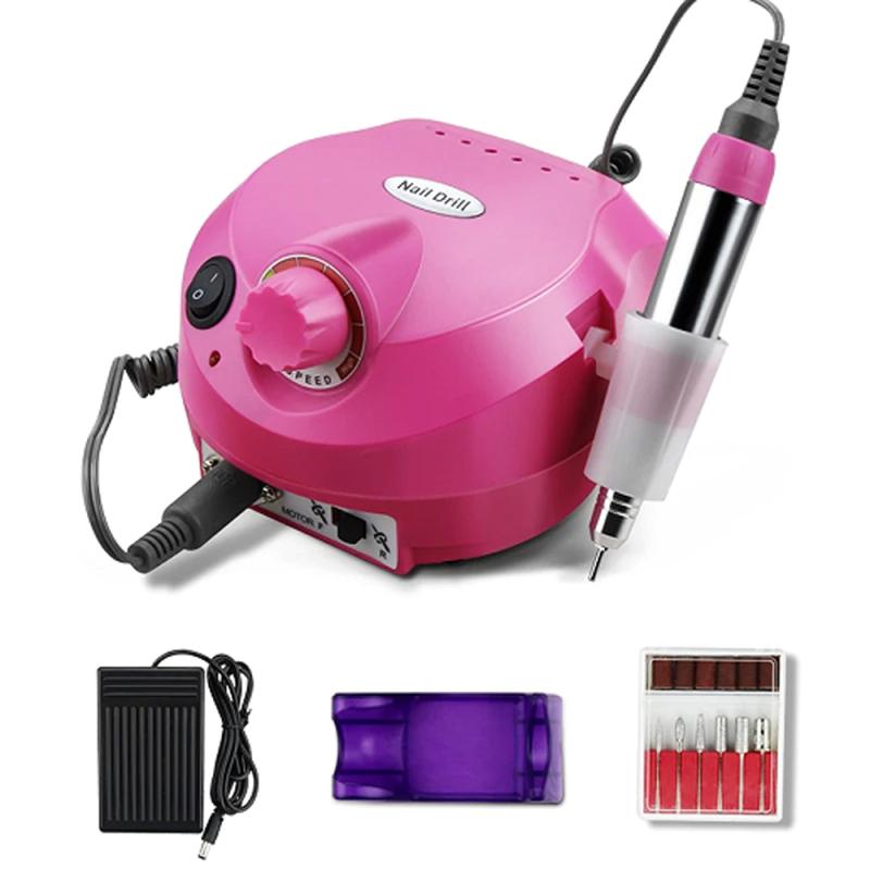 

Электрическая дрель для ногтей 35000 об/мин, наборы фрез для маникюра, типсы, маникюрная электрическая пилка для ногтей и педикюра розовый