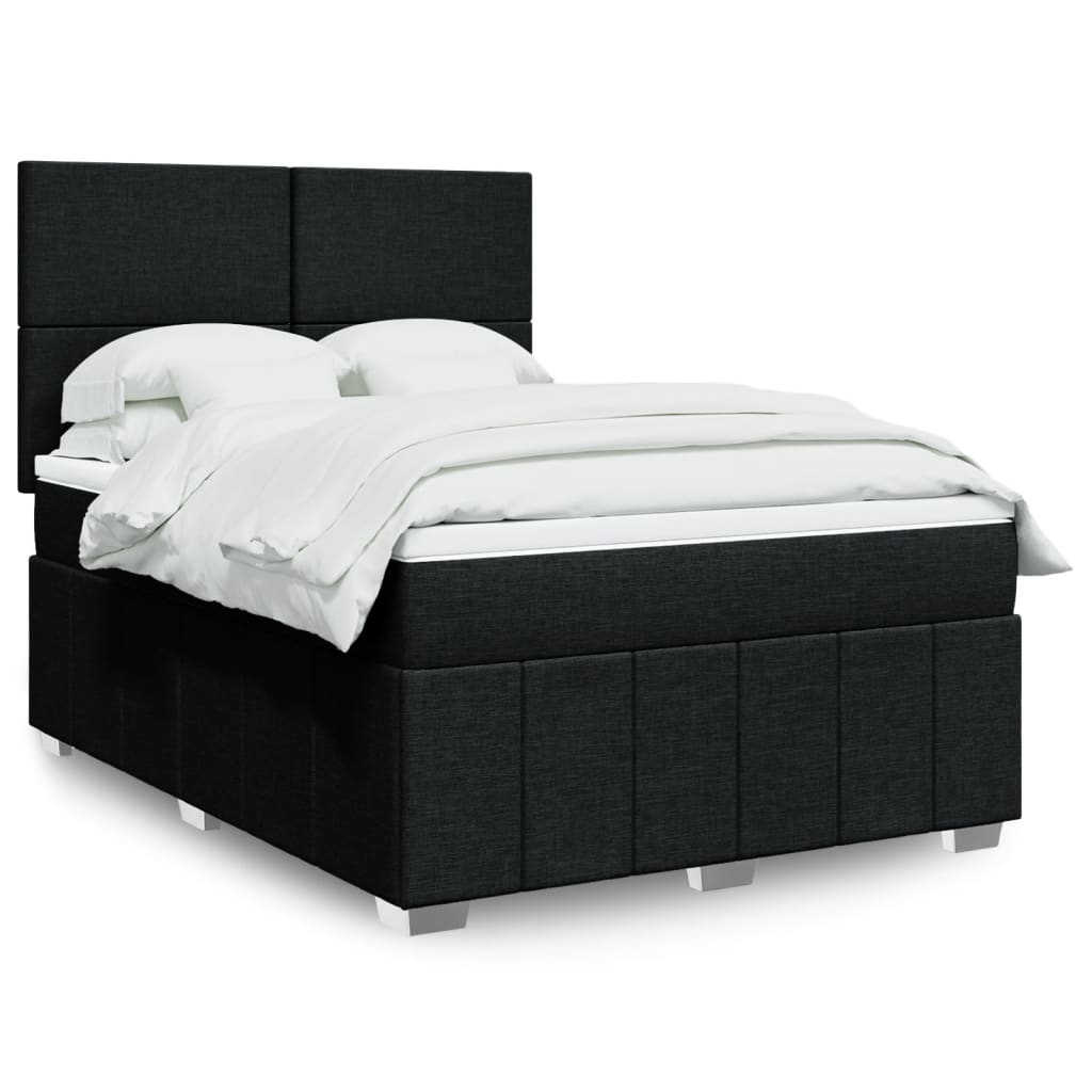 Vidaxl Kontinentalbett Mit Matratze, Schwarz, Stoff, 140X190 Cm