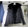 Women's Cozy Padded Denim Jacket - Casual Button Down With Fur Collar