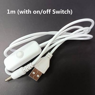 White 1m 1.5m Switch DC 5V Power Supply Wire USB Male To DC Male 3.5x1.35mm Connection Extend Cable Wire 501 Button ON OFF
