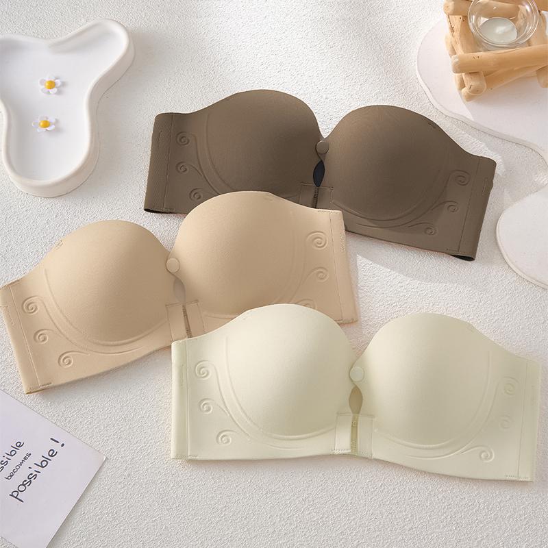 Push Up Straless Bra Women Front Closure Bras Sexy Underwear Soft Wireless Brassiere Non-Slip Bralette Solid Color Ladies Lingerie