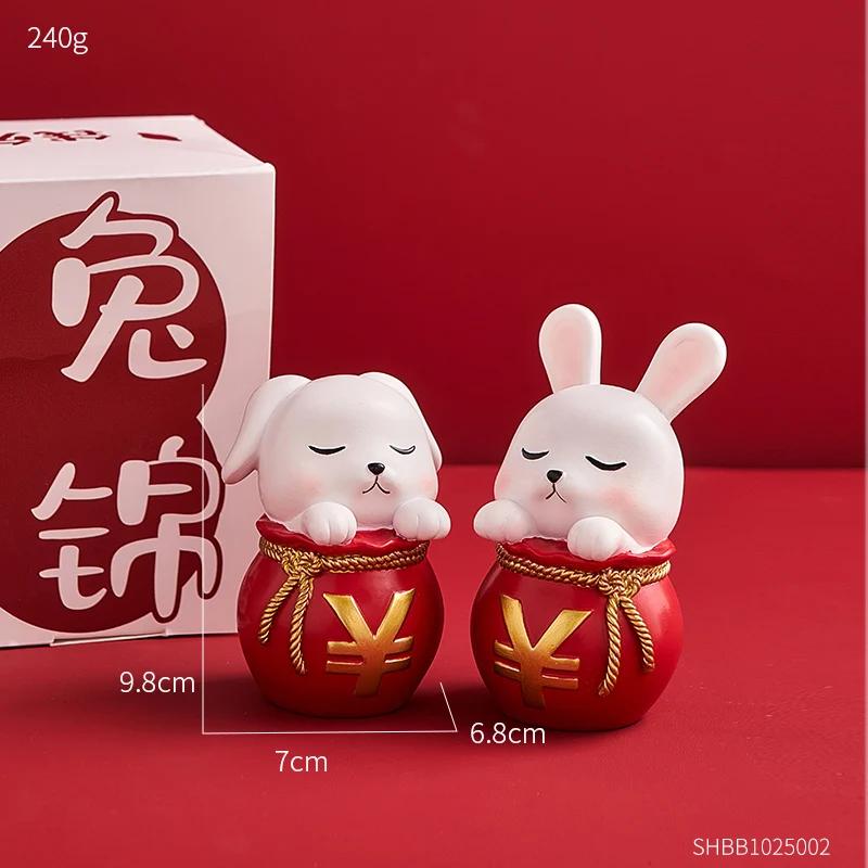 2pcs Aesthetic The Living Room Ornament Resin Rabbit Like Brocade Rabbit Puts A Pair of Office Desk Newcomer Gift Puts A Piece